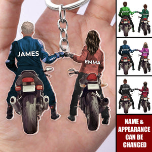 Personalized Gifts For Couple Keychain Biker Couple