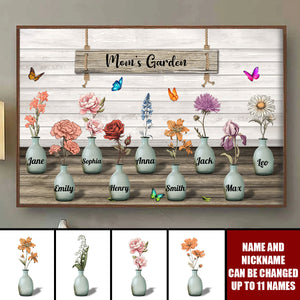 Grandma‘s Garden Birth Month Flowers Pots Personalized Poster, Mother's Day Gift For Grandma, Mom, Auntie