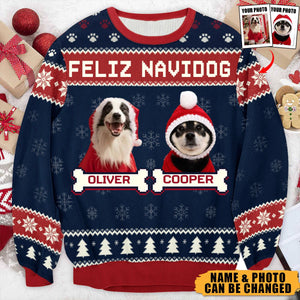 Custom Photo We Wish You A Merry Woofmas - Dog Personalized Custom Ugly Sweatshirt - Christmas Gift For Pet Owners, Pet Lovers