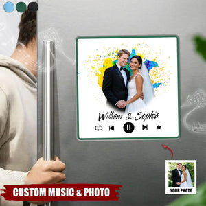 Watercolor Sticker Photo Personalized Music Fridge Magnet