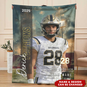 Any Photo, Name, School... - Personalized Football Blanket