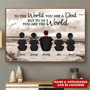 Dad And Sons Daughters Beach Landscape Personalized Poster, Heartfelt Father's Day Gift For Dad, Husband