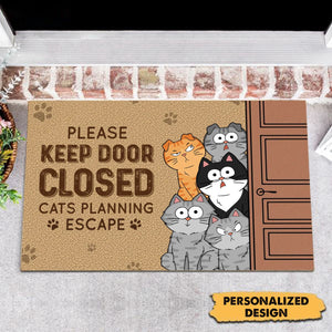 Cats Planning Escape Funny Personalized Doormat