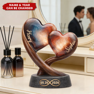 Personalized Couple Heart One Love Acrylic Plaque, Wedding Anniversary Gift For Couples