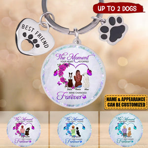 Personalized Dog Mom Pet Charm Keychain - Memorial Gift for Dog Lovers - The Road To My Heart Is Paved With Pawprints