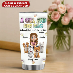 A Girl And Her Dog - Personalized Custom 3D Inflated Effect Tumbler
