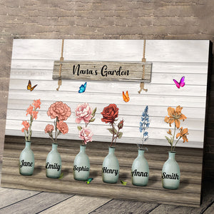 Grandma‘s Garden Birth Month Flowers Pots Personalized Poster, Mother's Day Gift For Grandma, Mom, Auntie