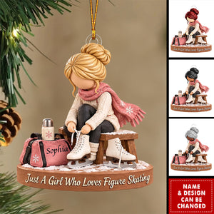 Personalized Figure Skating Girl Christmas Ornament, Custom Ice Skater Acrylic Ornament