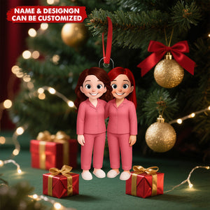 Besties Pink Tone - Personalized Christmas Acrylic Ornament