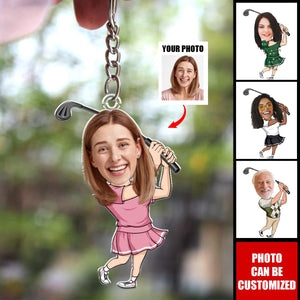 Custom Photo Funny Golf Player Personalized Acrylic Keychain