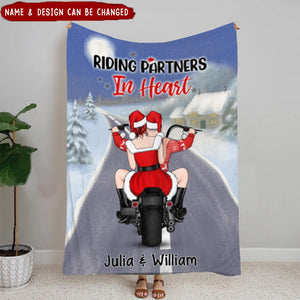 Personalized Blanket, Christmas Motorcycle Couple, Christmas Gift For Motorcycle Lovers