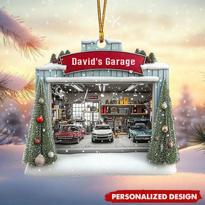 Car Garage Ornament - Mechanic, Repair Shop Christmas Ornament - Personalized Acrylic Ornament