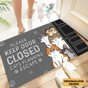 Cats Planning Escape Funny Personalized Doormat