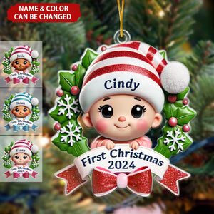 Adorable Baby's First Christmas Personalized Christmas Ornament