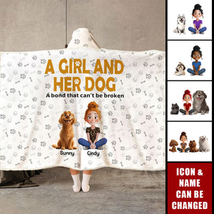 A Girl & Her Dogs Has Unbreakable Bond - Personalized Blanket Hoodie