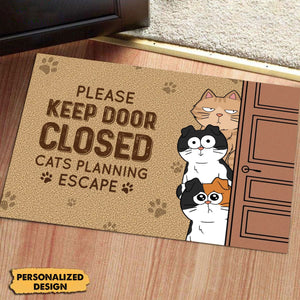 Cats Planning Escape Funny Personalized Doormat