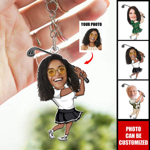 Custom Photo Funny Golf Player Personalized Acrylic Keychain