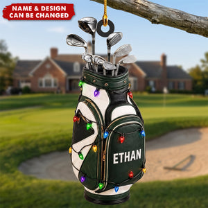 Personalized Golf Ornament, Custom Name Golf Backpack Christmas Gift