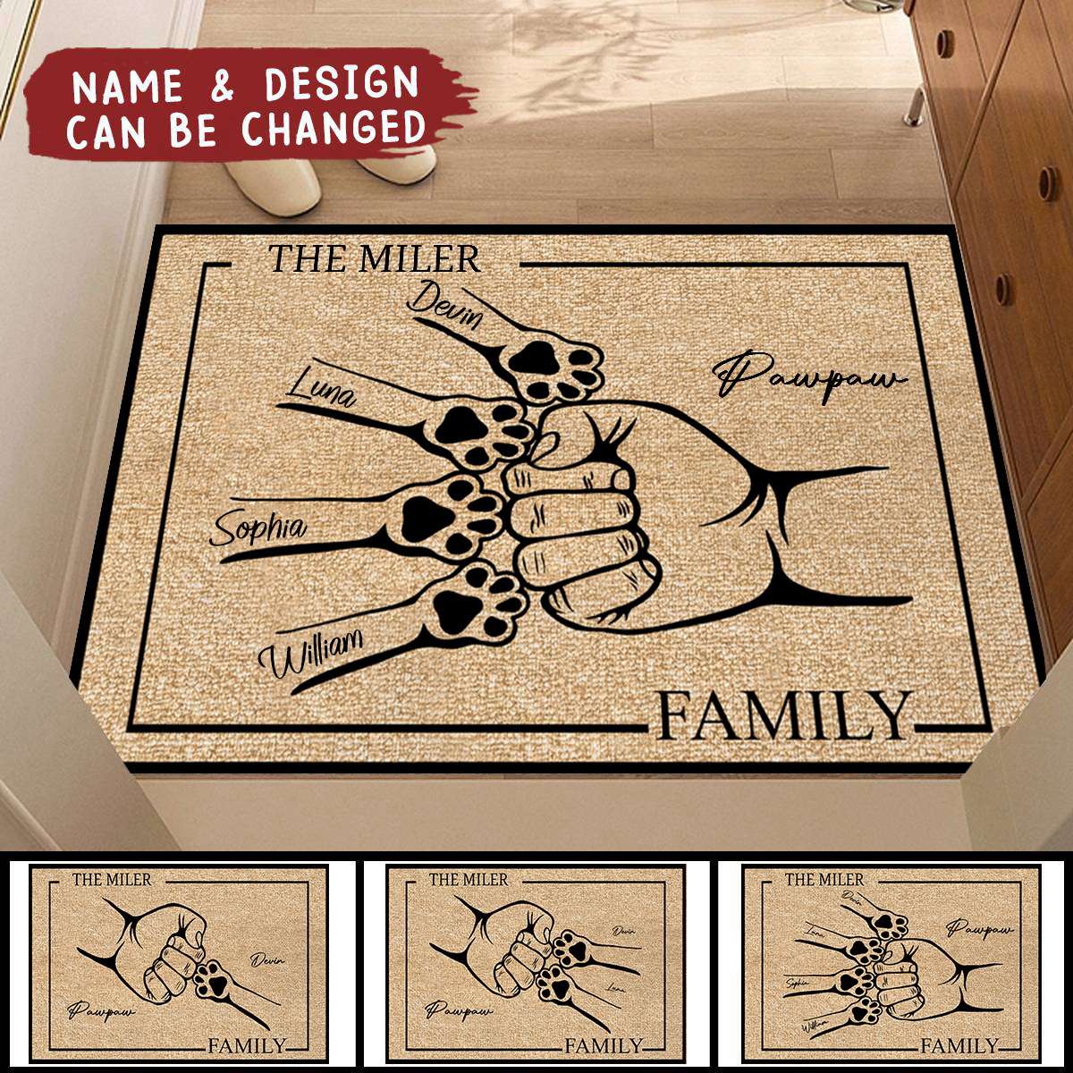 Family Pet Fist Bump - Personalized Doormat