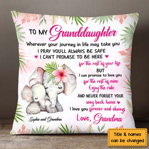 Personalized Gift For Daughter Granddaughter I Love You Forever and Always Elephant Pillow