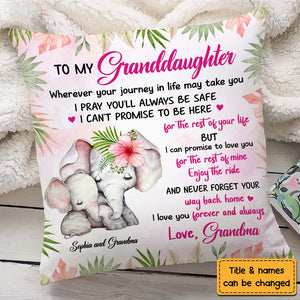 Personalized Gift For Daughter Granddaughter I Love You Forever and Always Elephant Pillow