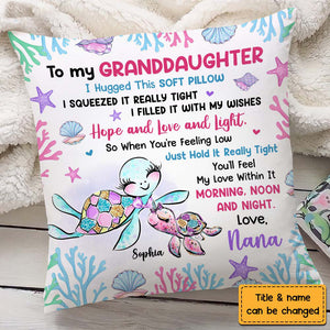 Personalized Gift For Daughter Granddaughter Turtle Hug This Pillow