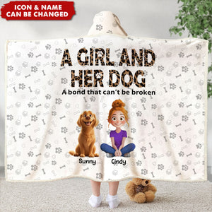 A Girl & Her Dogs Has Unbreakable Bond - Personalized Blanket Hoodie