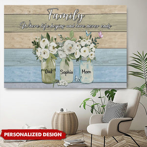 Family Where Life Begins And Love Never Ends Personalized Horizontal Poster