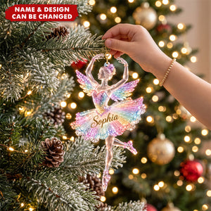 Personalized Ballerina Acrylic Ornament, Custom Name Ballet Christmas Ornament