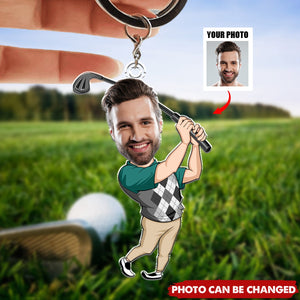 Custom Photo Funny Golf Player Personalized Acrylic Keychain