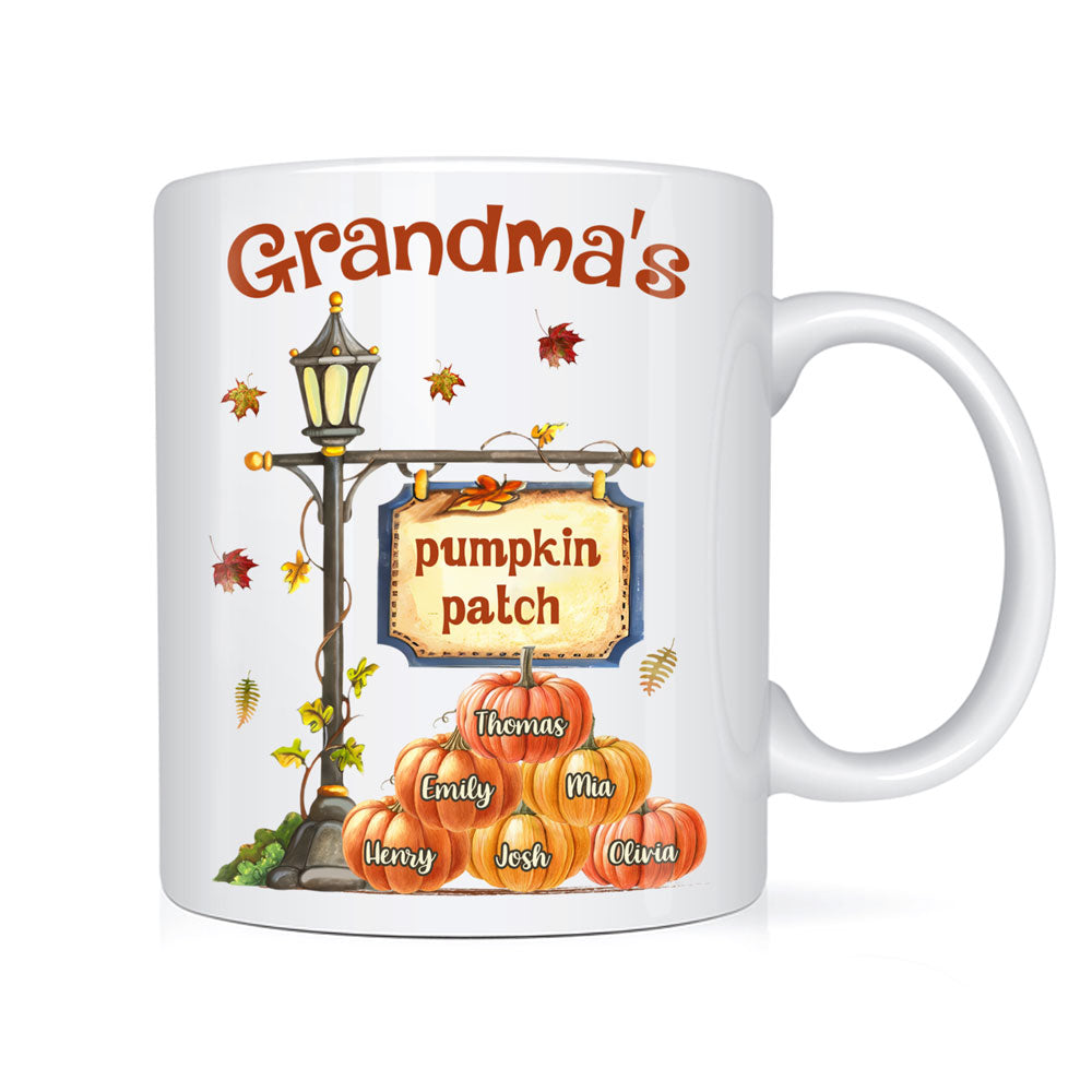 Gift For Grandma Mom Autumn Pumpkin Patch Personalized Mug
