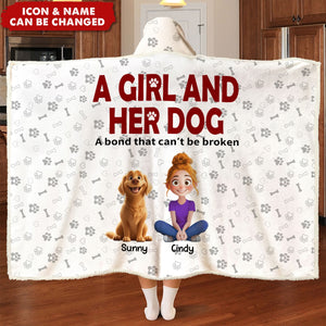 A Girl & Her Dogs Has Unbreakable Bond - Personalized Blanket Hoodie