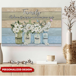Family Where Life Begins And Love Never Ends Personalized Horizontal Poster
