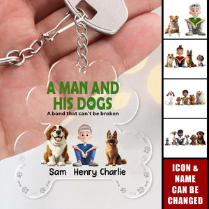 A Man & His Dogs Has Unbreakable Bond - Personalized Keychain - Gift For Pet Owners