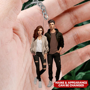 Valentine's Day Couple Dolls - Personalized Acrylic Keychain