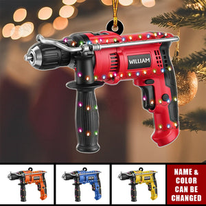 Personalized Power Tool Drill Shaped Ornament, Gifts For Maintenance Personnel