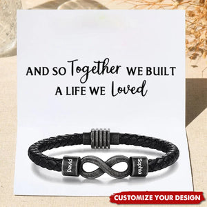 Personalized Couple names Leather Bracelet