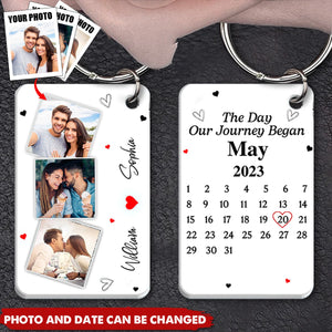 Custom Photo Calendar The Day Our Journey Began - Gift For Couples - Personalized Keychain