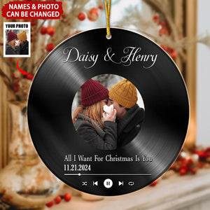 Vinyl Record Personalized Acrylic Ornament, Gift For Couple