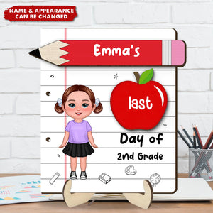 Back To School Sign Cute Doll Kid Personalized 2-Layer Wooden Plaque