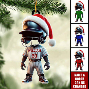 Custom Name and Number Baseball Ornament, Baseball Lover Christmas Gift