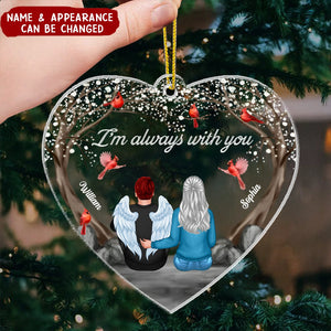 Always With You Cardinal Blossom Tree Family Memorial Keepsake Sympathy Remembrance Gift Heart Shaped Personalized Acrylic Ornament