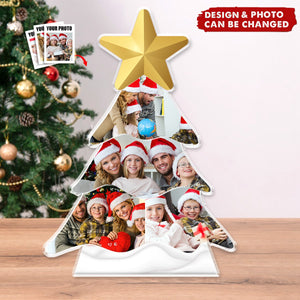 Custom Photo Xmas Tree With Memorable Year Moment - Family Christmas Decorations - Personalized Acrylic Photo Plaque