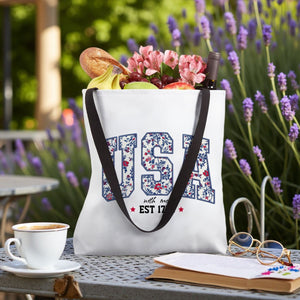 Floral USA 4th Of July Summer Patriotic America Est 1776 Personalized Tote Bag
