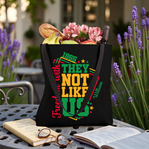 They Not Like Us Afro Juneteenth 1865 Independence Day Personalized Tote Bag