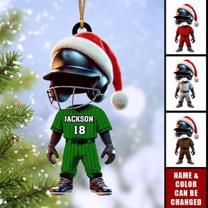 Custom Name and Number Baseball Ornament, Baseball Lover Christmas Gift