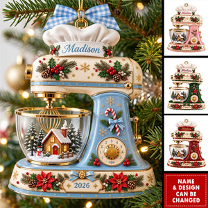 Personalized Baking Mixer Acrylic Ornament, Custom Name Christmas Ornament, Baker Gift, Kitchen Mixer Keepsake