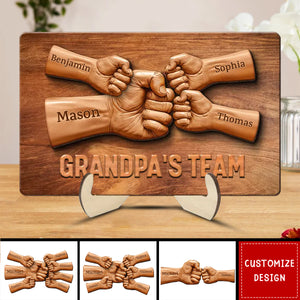 Daddy Team Fist Bump Personalized 2-Layered Standing Wooden Plaque, Father's Day Gift