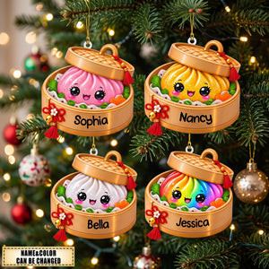Personalized Glitter Dumpling Ornament, Custom Name Christmas Keepsake