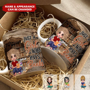 Custom Personalized Reading Girl Coffee Mug - Gift Idea For Book Lover - Just A Girl Who Loves Books
